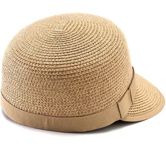 Vince Camuto Women's Ribbon Trim Tan/Gold Metallic Framer Hat - Picture 5 of 6